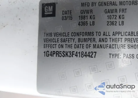 2015 Buick Verano Convenience Group из США, поврежденный, VIN 1G4PR5SK3F4184427